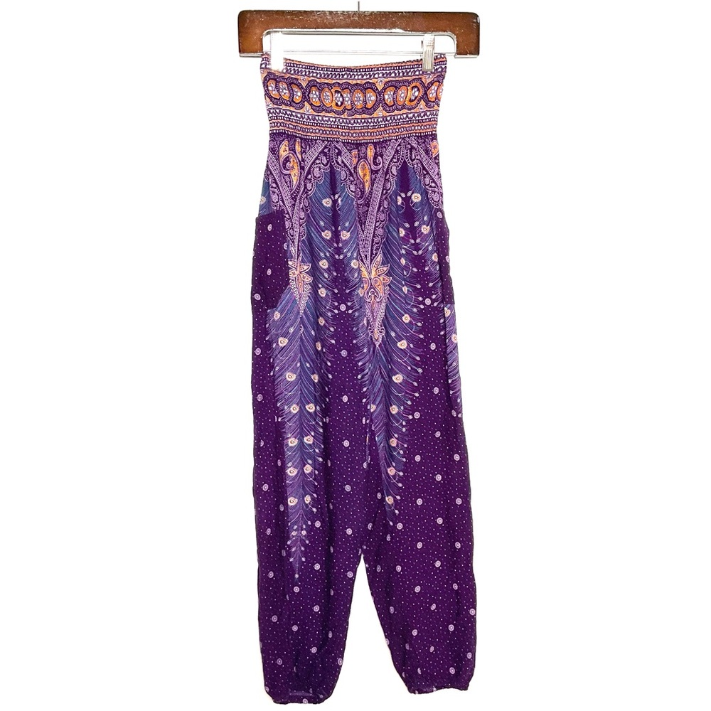 Happy Trunks Womens Paisley Smocked Waist Harlem Lounge Hippie Boho Pants SZ S